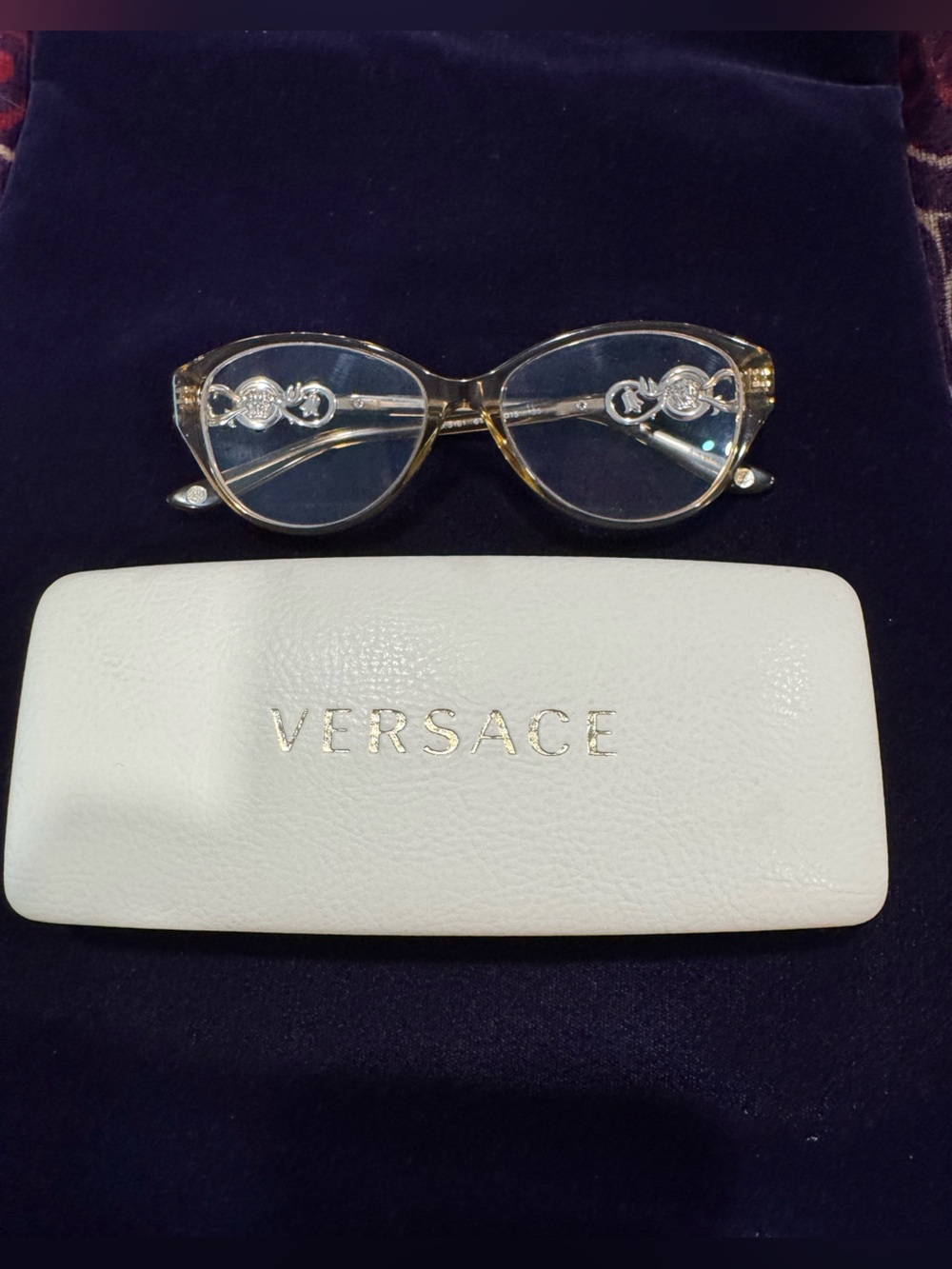 Versace Tortoise Shell Women’s Eyeglasses with White Logo Case